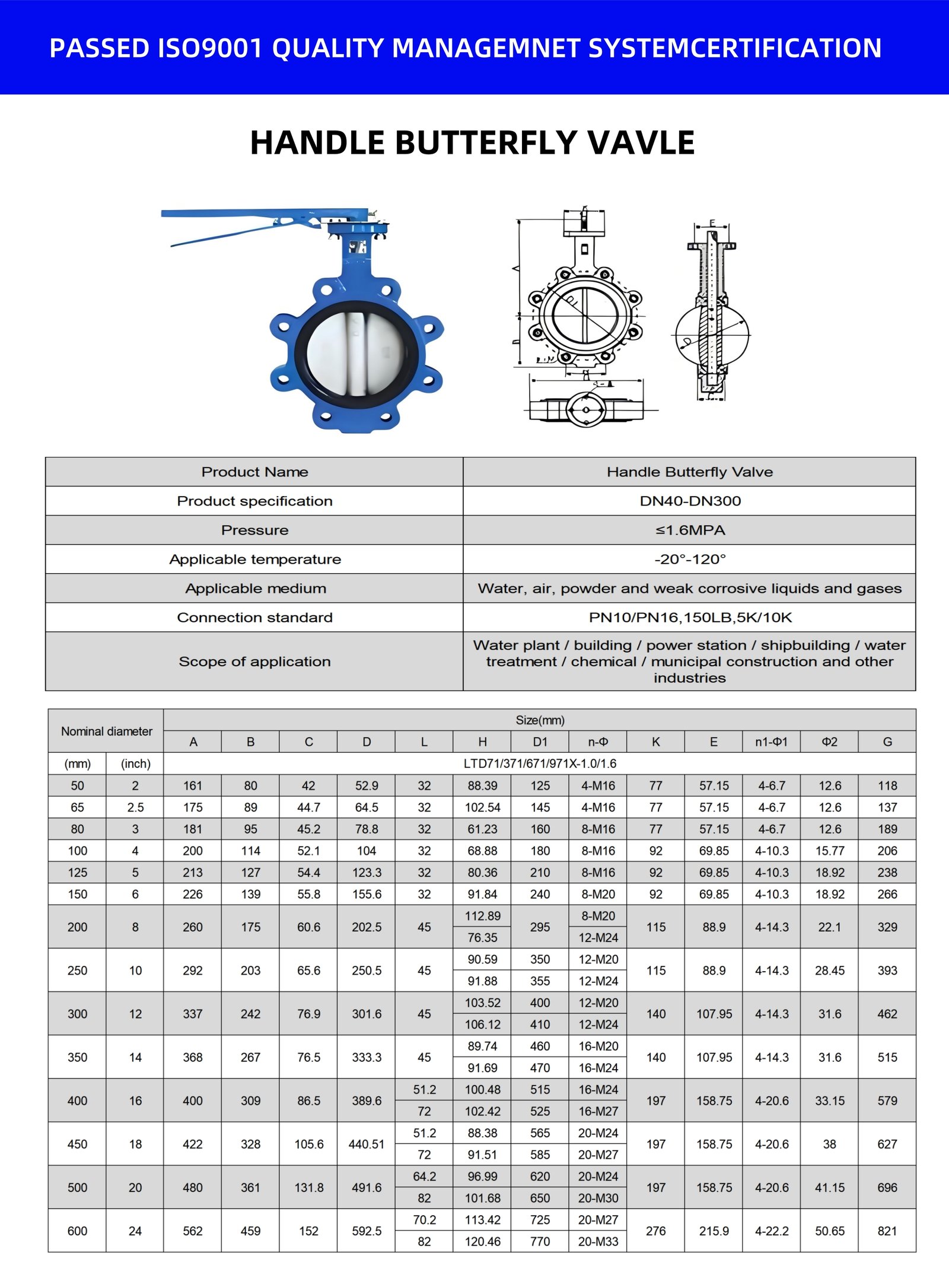 Lever-Operated Butterfly Valve